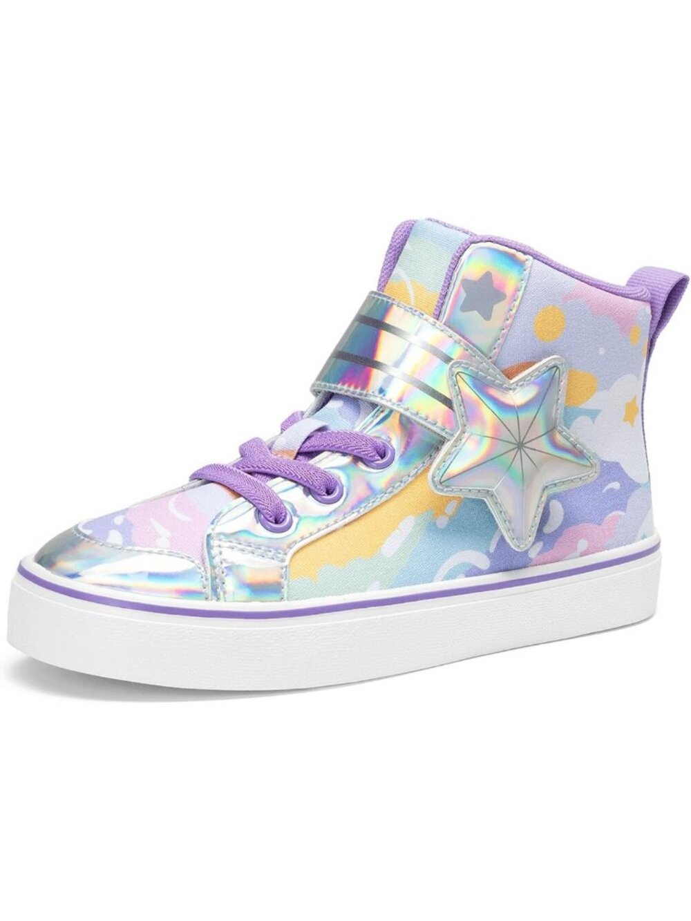 Stylish High Top Sneakers for Girls - Star Print Casual Shoes, Trendy & Comfy